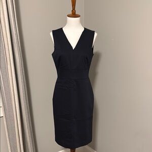 Ann Taylor Blue V-Neck Knee-Length Sheath Dress